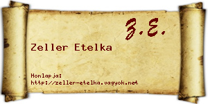 Zeller Etelka névjegykártya